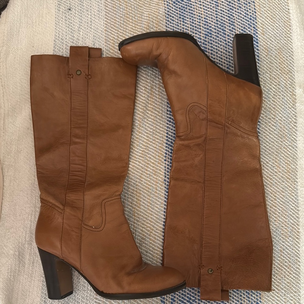 Brown Leather Knee-High Boots